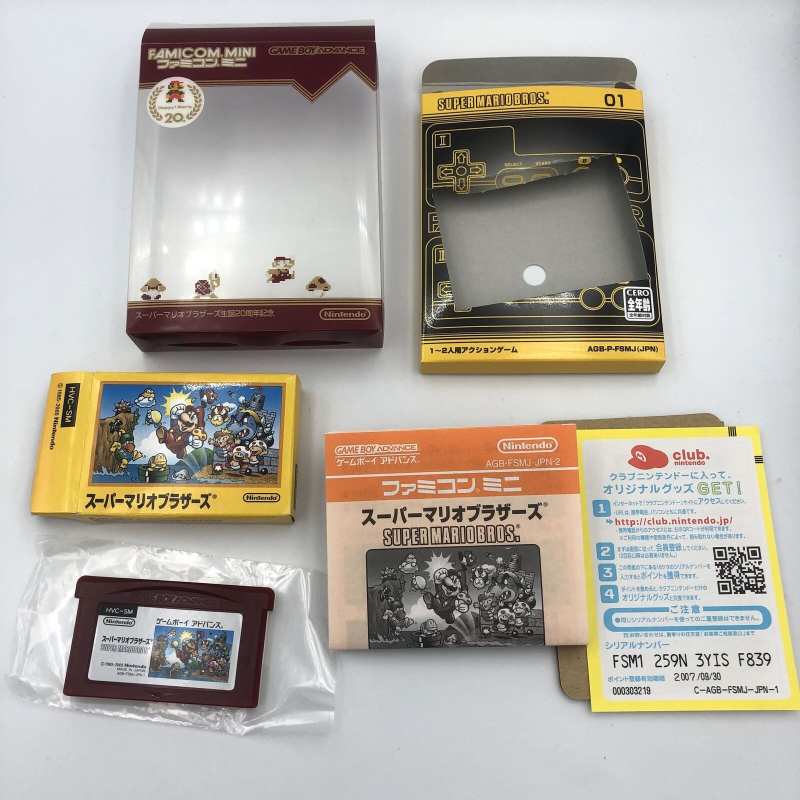 Super Mario Bros. Brothers Famicom Mini Game Boy Advance GBA COMPLETE 20th Annv