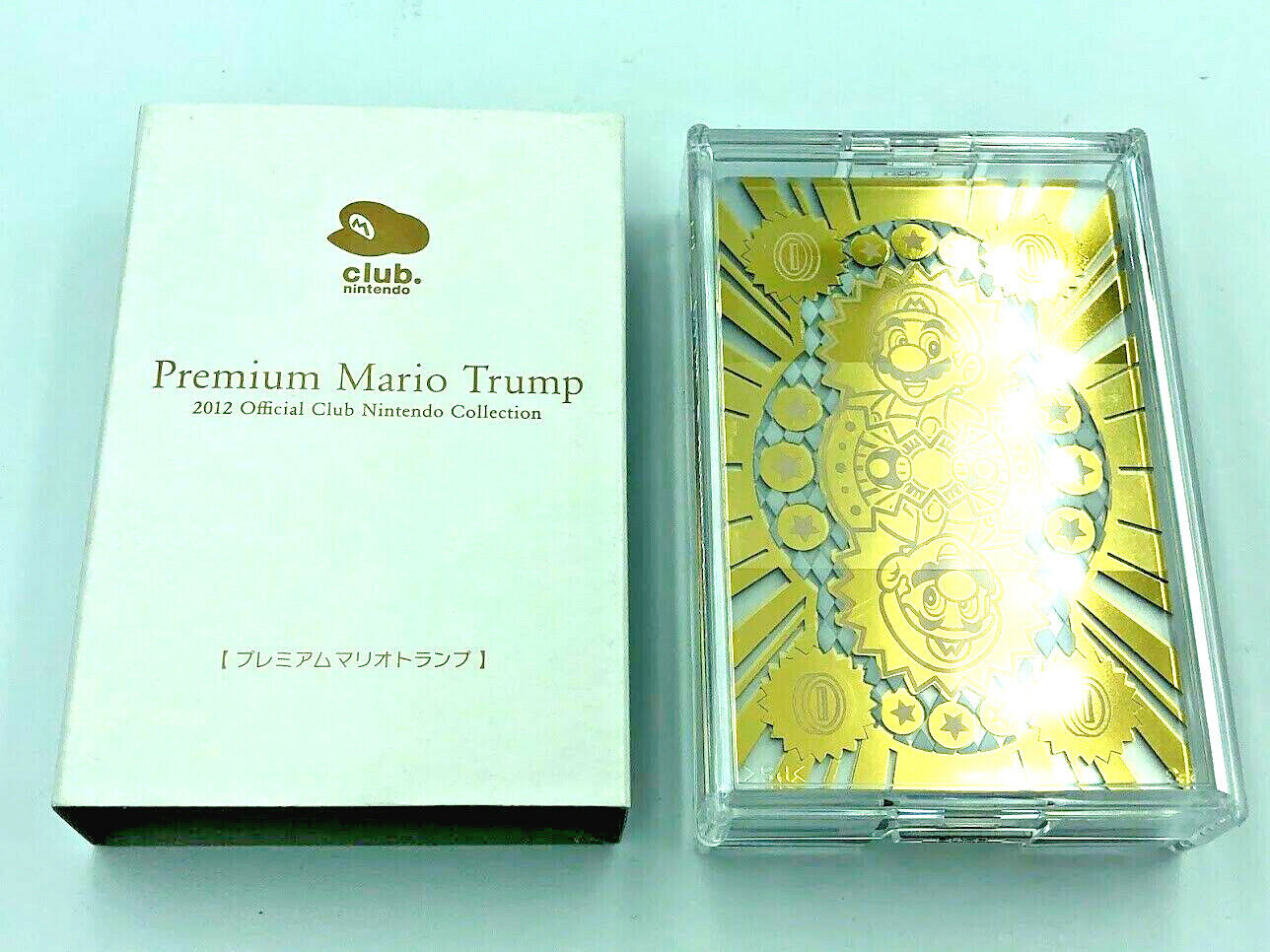 Club Nintendo Premium Mario Trump Playing Cards gold & clear poker promo