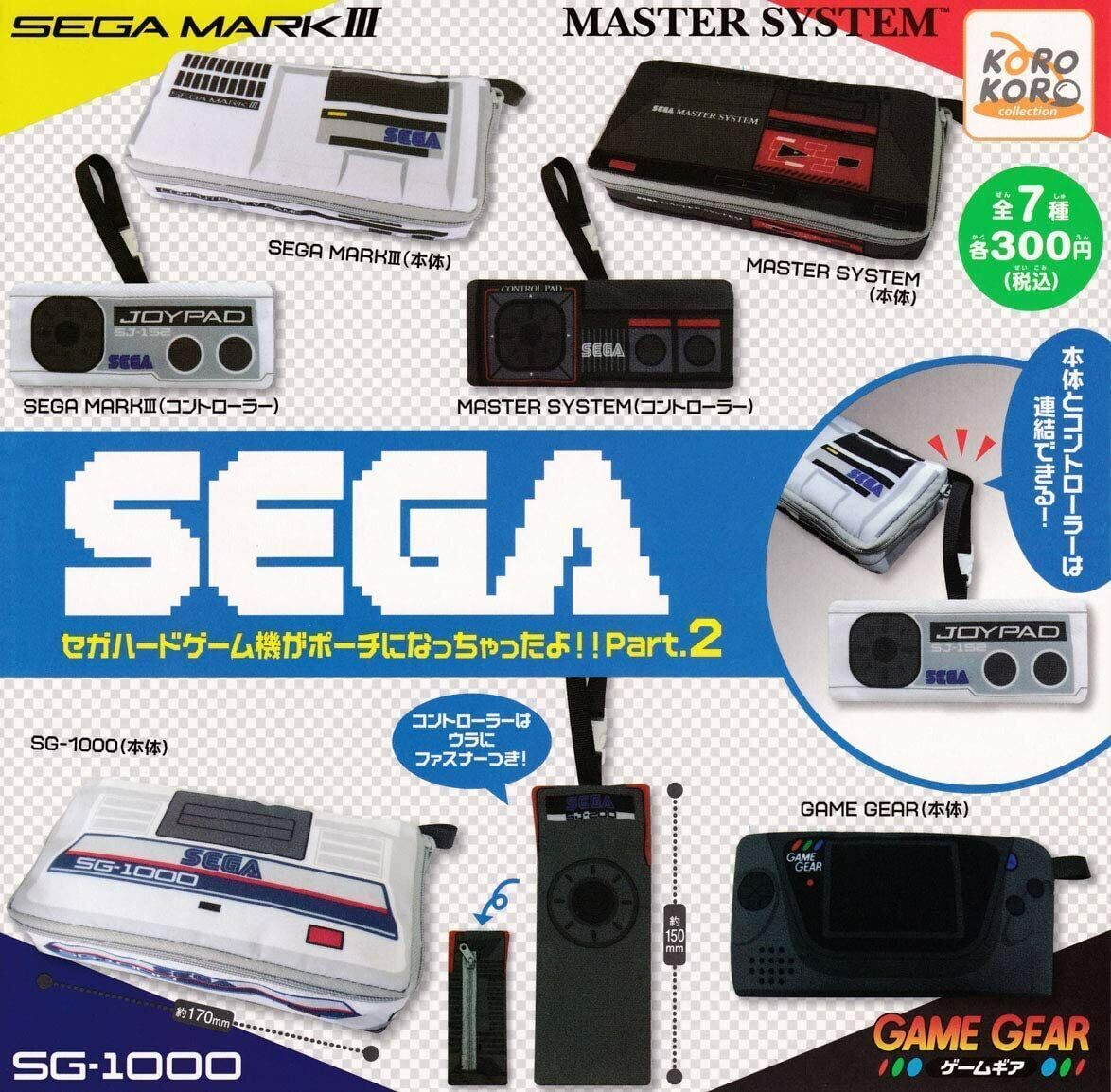 Sega SG-1000 shape hardware cloth zipper pouch Gacha gashapon first console case