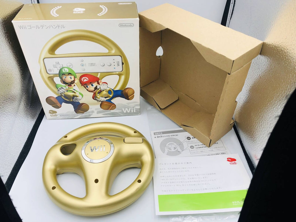 Wii Gold Wheel Club Nintendo exclusive Golden Handle in box reward prize +letter