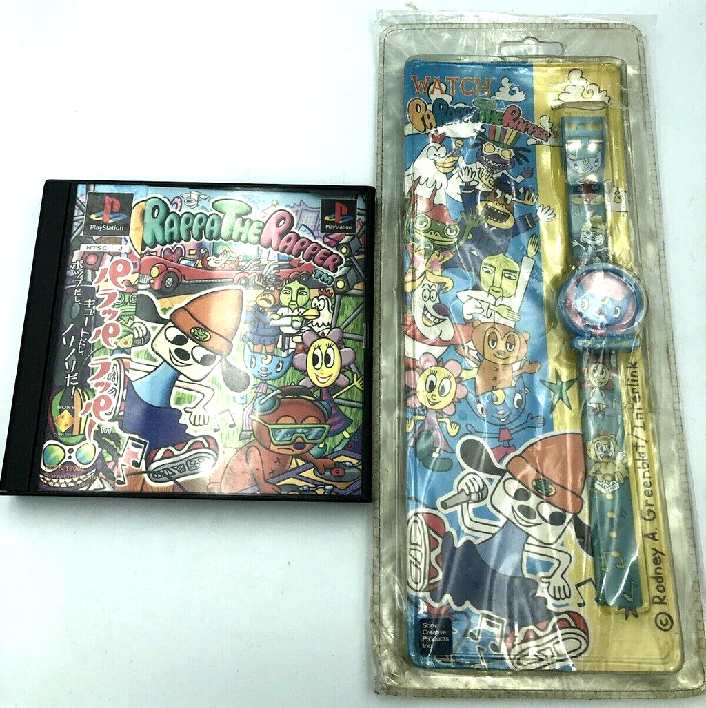 Parappa the Rapper Japanese Playstation game + NEW Katy Kat Digital Watch set