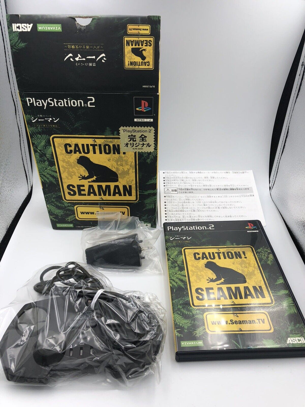 Caution! Seaman Playstation 2 Japan COMPLETE Seamic controller bundle ASCII box