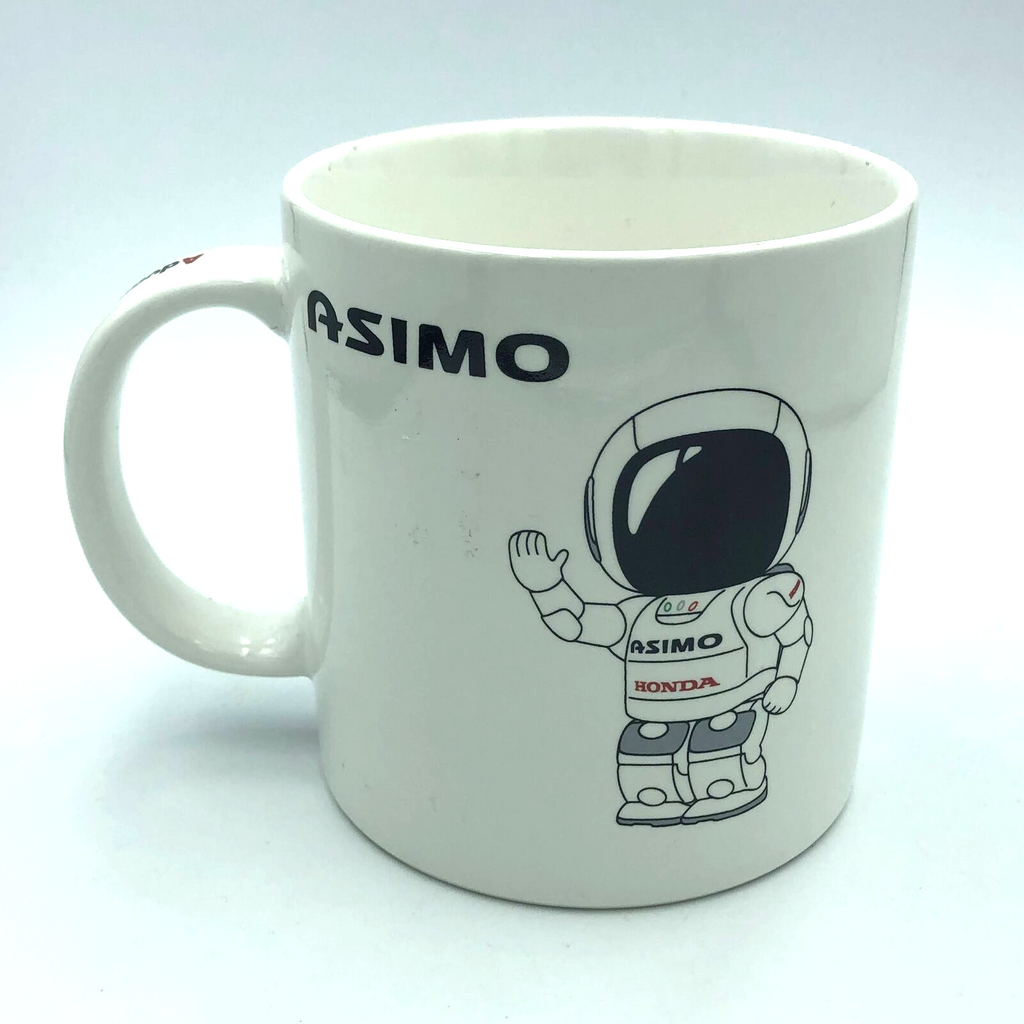 Honda Asimo promo coffee mug cute humanoid robot 2000s advertising Japan 2000