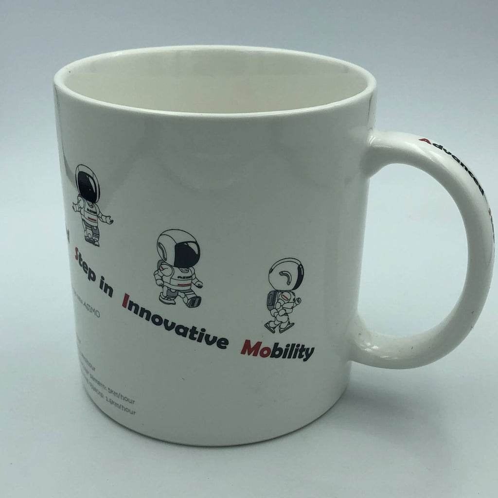 Honda Asimo promo coffee mug cute humanoid robot 2000s advertising Japan 2000