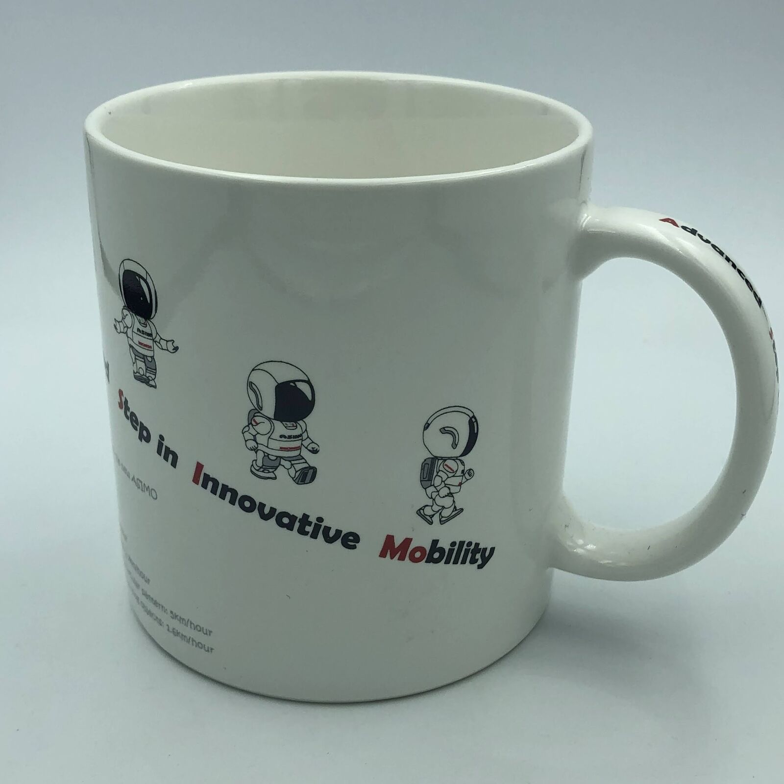 Honda Asimo promo coffee mug cute humanoid robot 2000s advertising Japan 2000
