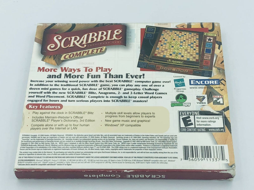 Scrabble Complete PC With Slipcover Windows XP/98/Me/2000 Blitz Crossword puzzle