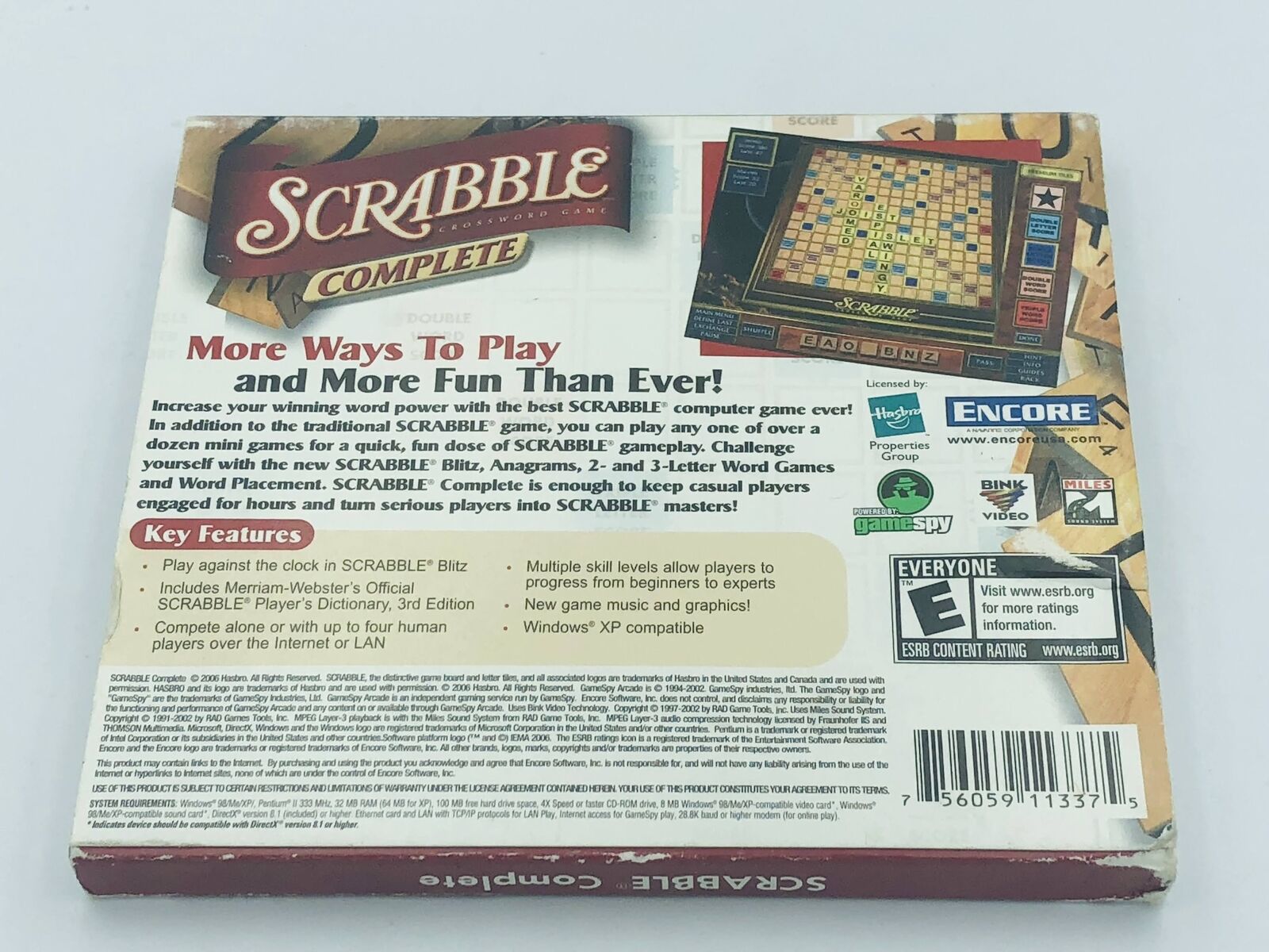 Scrabble Complete PC With Slipcover Windows XP/98/Me/2000 Blitz Crossword puzzle