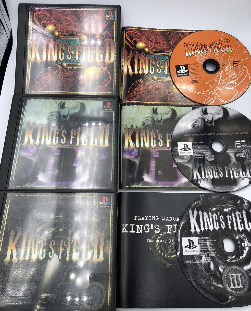 King's Field I II III 1 2 3 Playstation PS1 COMPLETE set Japanese FROMSoftware