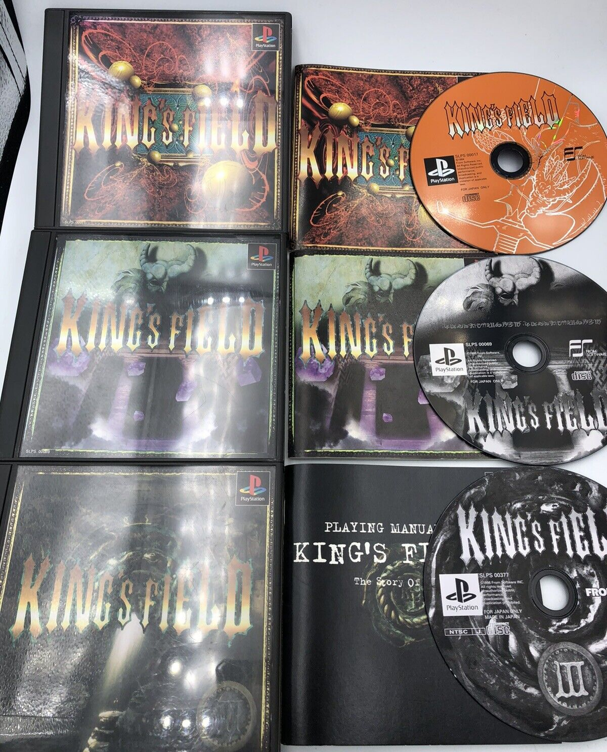 King's Field I II III 1 2 3 Playstation PS1 COMPLETE set Japanese FROMSoftware