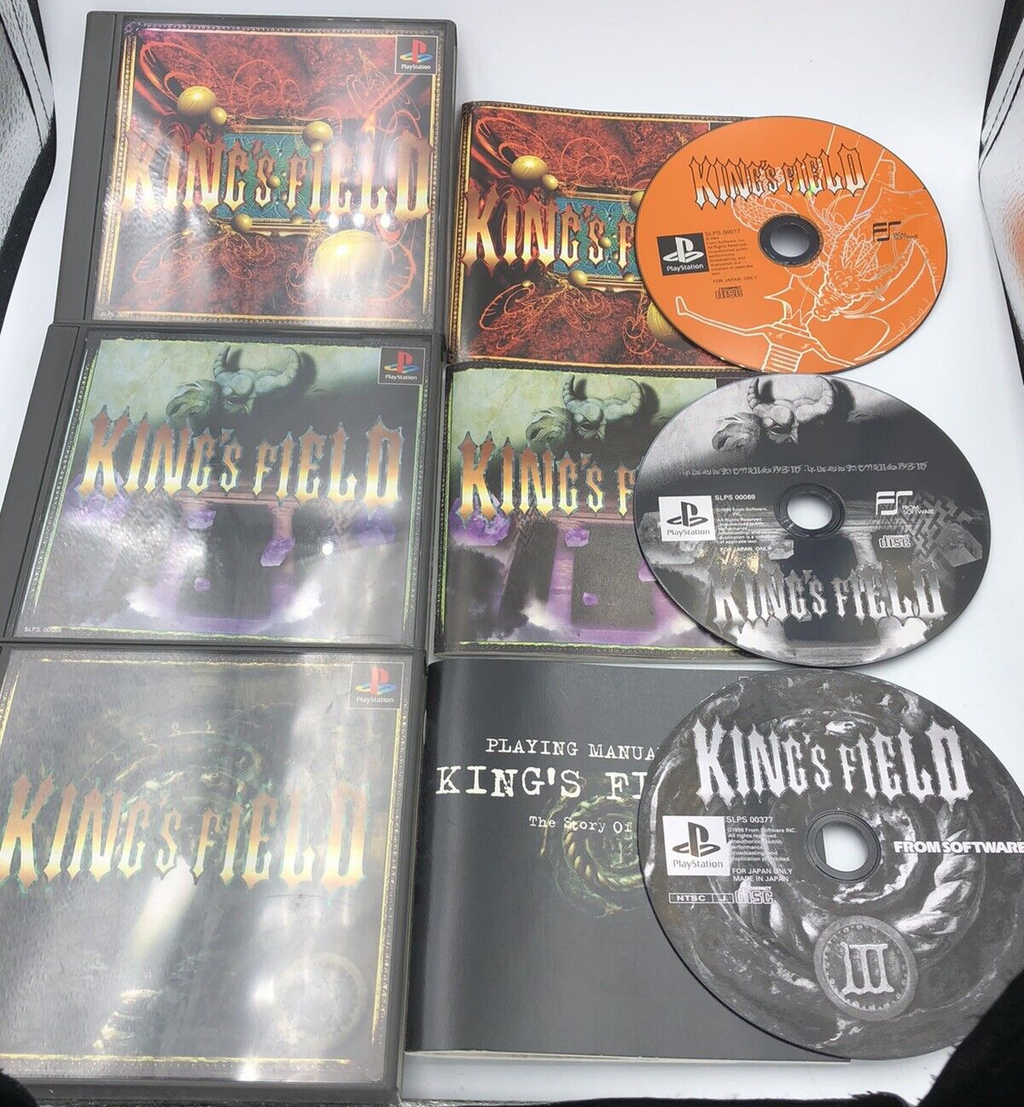 King's Field I II III 1 2 3 Playstation PS1 COMPLETE set Japanese FROMSoftware