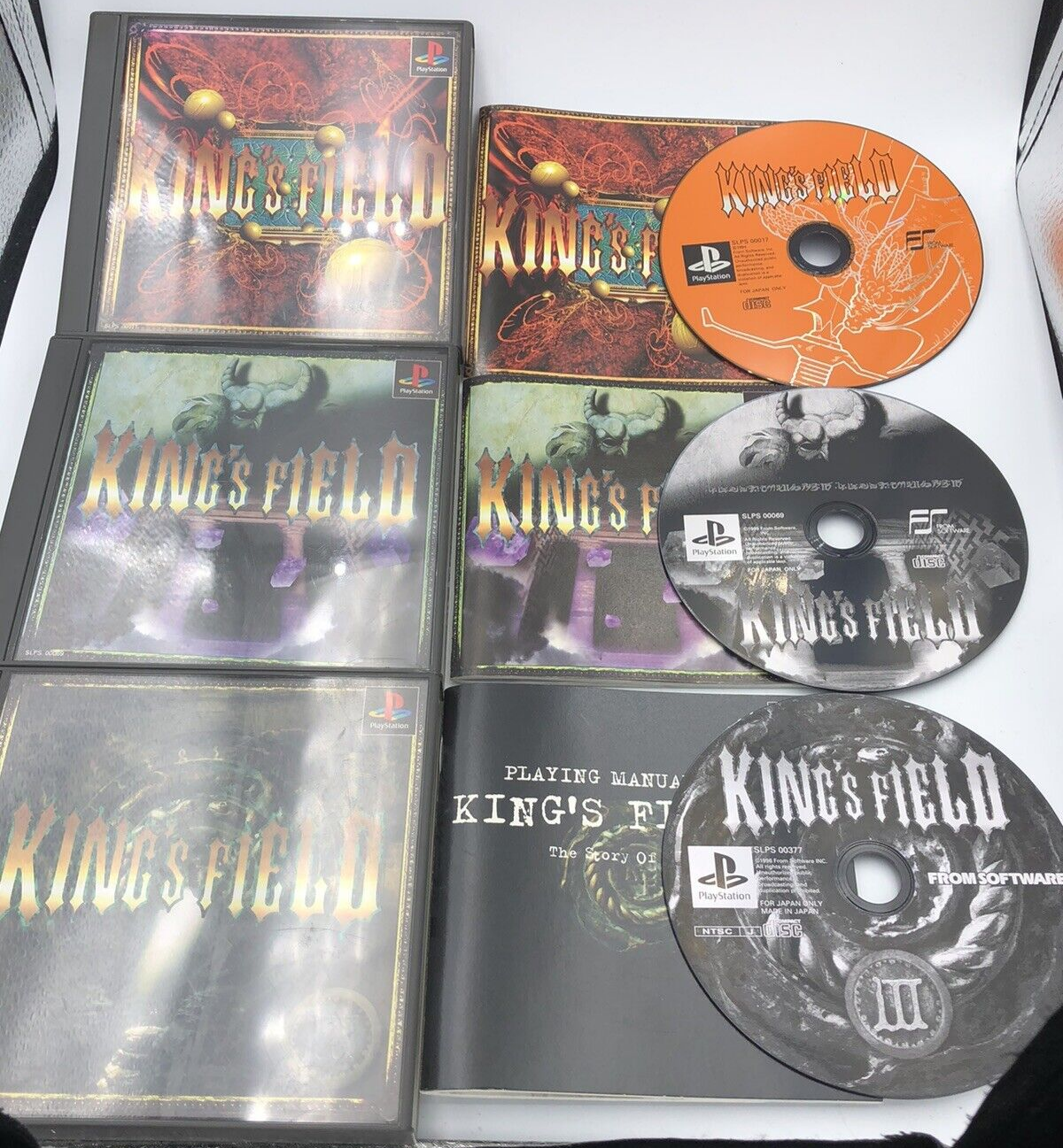 King's Field I II III 1 2 3 Playstation PS1 COMPLETE set Japanese FROMSoftware