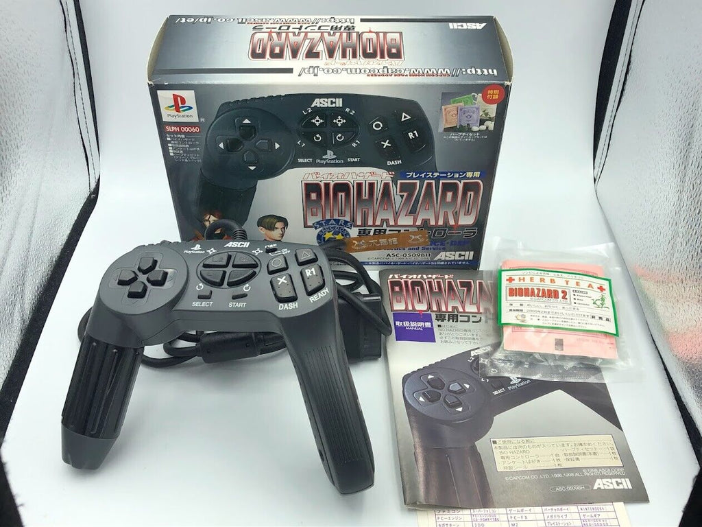 Biohazard Resident Evil ASCII Controller SLPH-00060 PS1 with Sealed Herb Tea