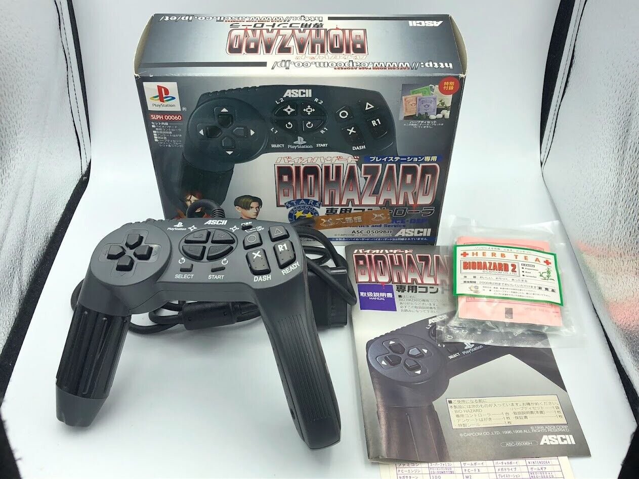 Biohazard Resident Evil ASCII Controller SLPH-00060 PS1 with Sealed Herb Tea