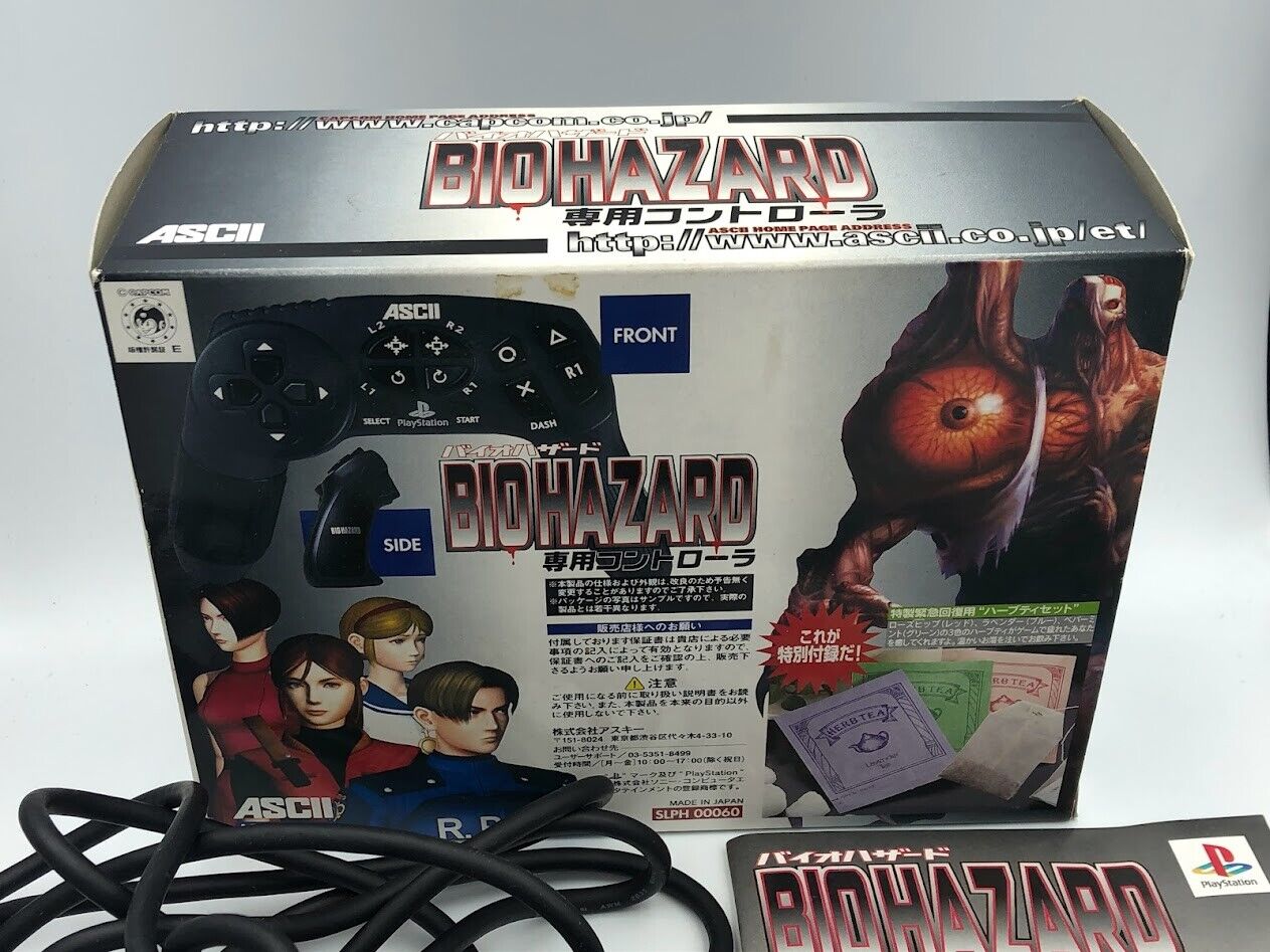 Biohazard Resident Evil ASCII Controller SLPH-00060 PS1 with Sealed Herb Tea
