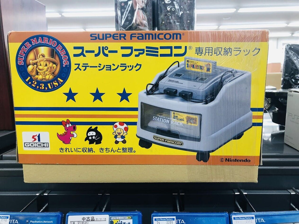New in Box Nintendo Super Famicom Station Rack storage case Super Mario unused