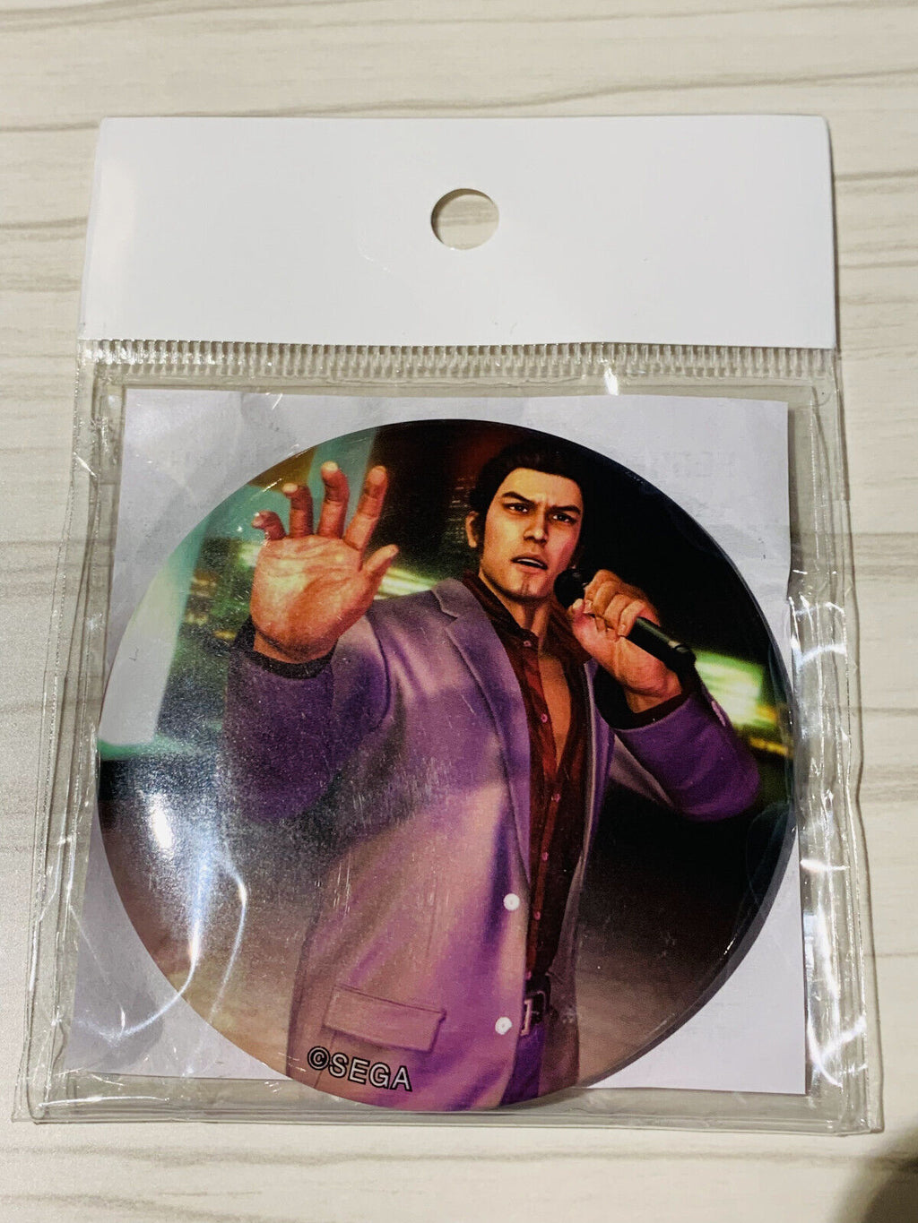 Yakuza Like a Dragon Kiryu Kazama Singing Karaoke pin badge button Sega Kuji