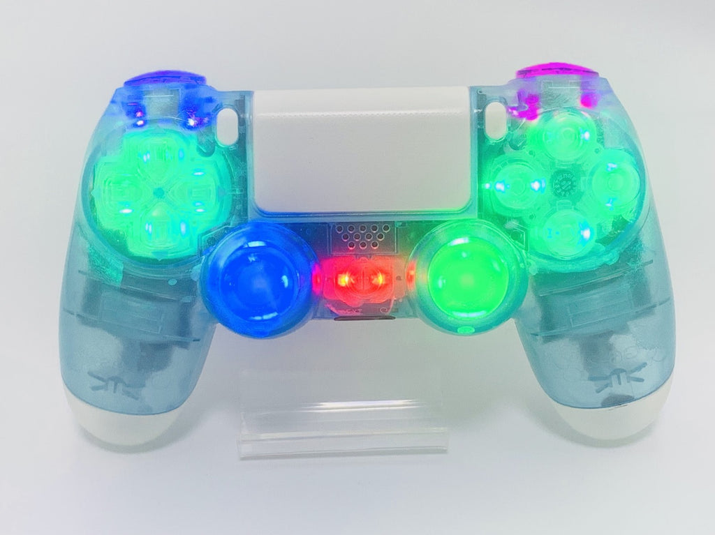 Custom DualShock 4 Clear Blue Wireless Controller Playstation 4 with color LEDs