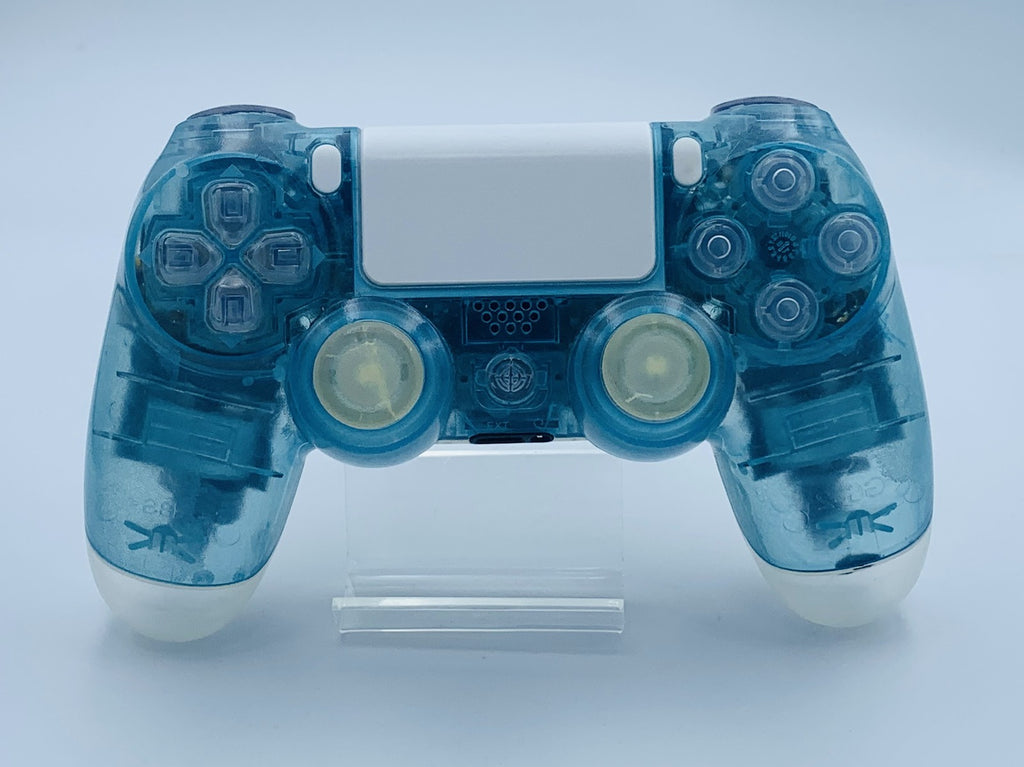 Custom DualShock 4 Clear Blue Wireless Controller Playstation 4 with color LEDs