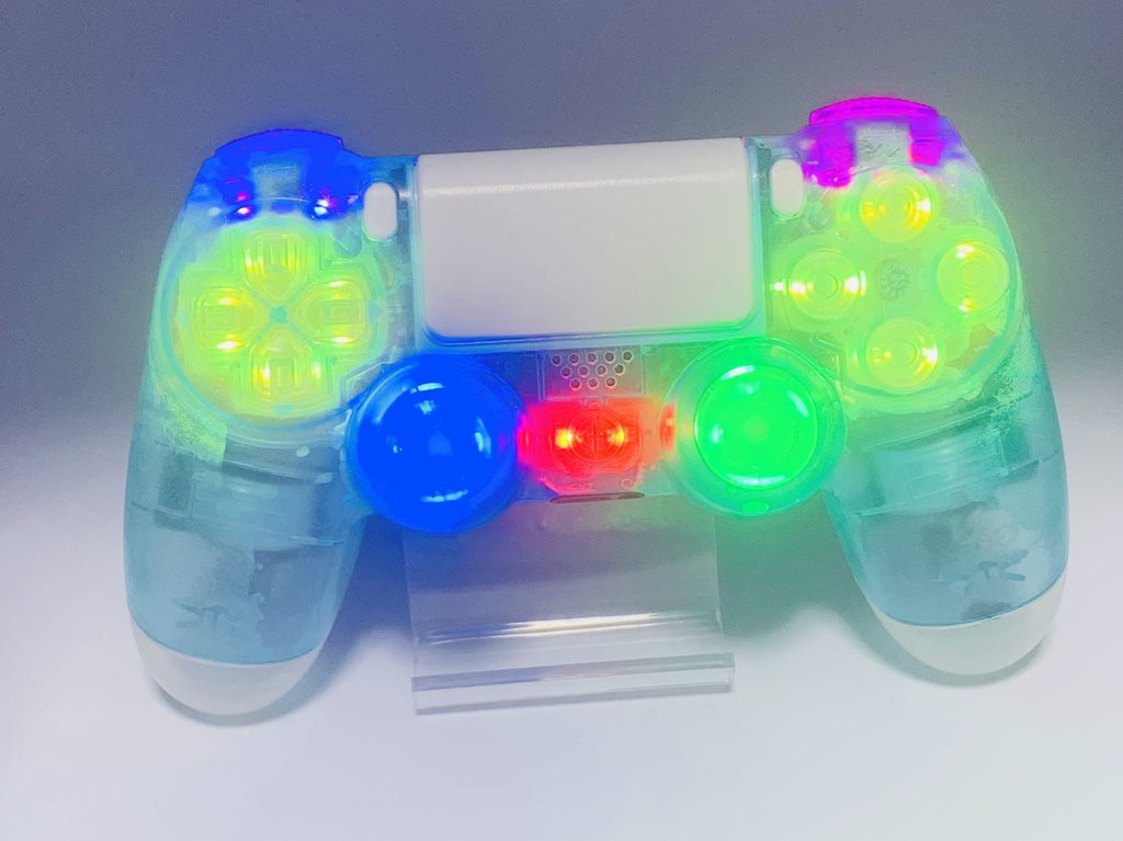 Custom DualShock 4 Clear Blue Wireless Controller Playstation 4 with color LEDs
