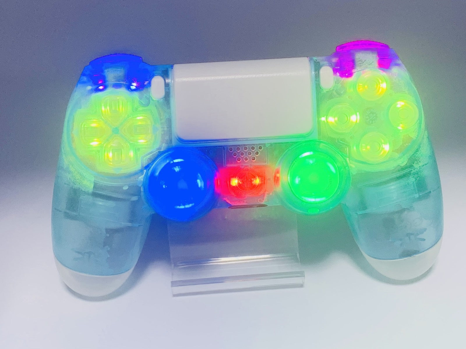 Custom DualShock 4 Clear Blue Wireless Controller Playstation 4 with color LEDs