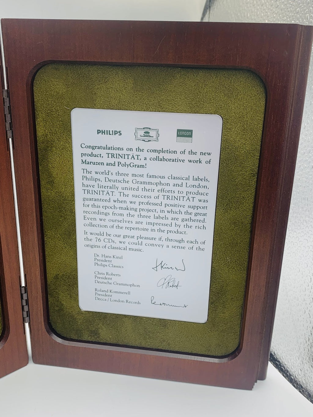 Trinität Philips Group 100th Anniversary plaque w Herbert von Karajan Anthems CD