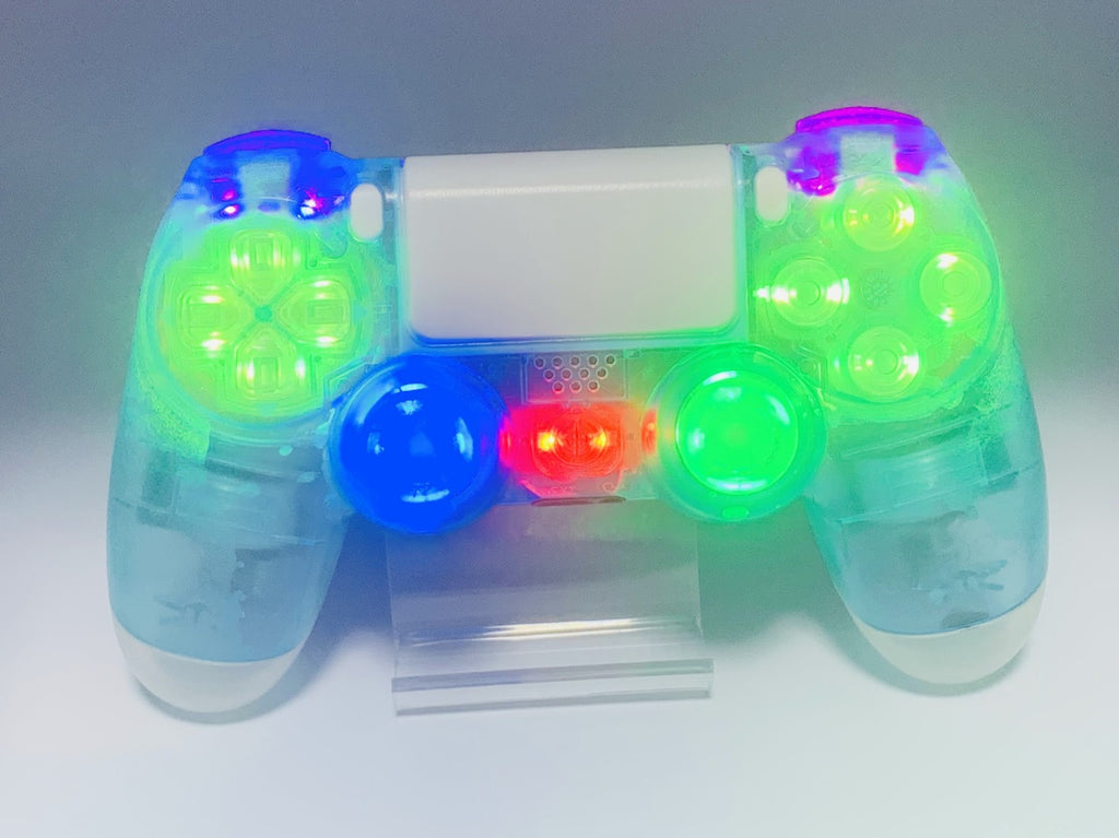 Custom DualShock 4 Clear Blue Wireless Controller Playstation 4 with color LEDs