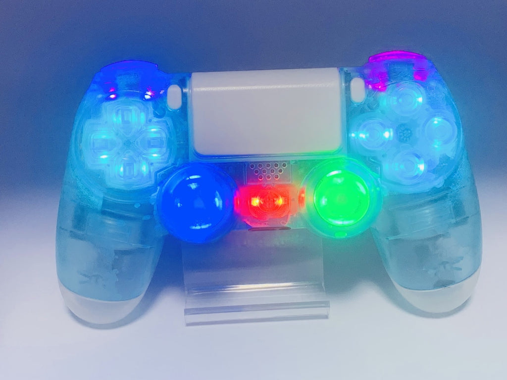 Custom DualShock 4 Clear Blue Wireless Controller Playstation 4 with color LEDs