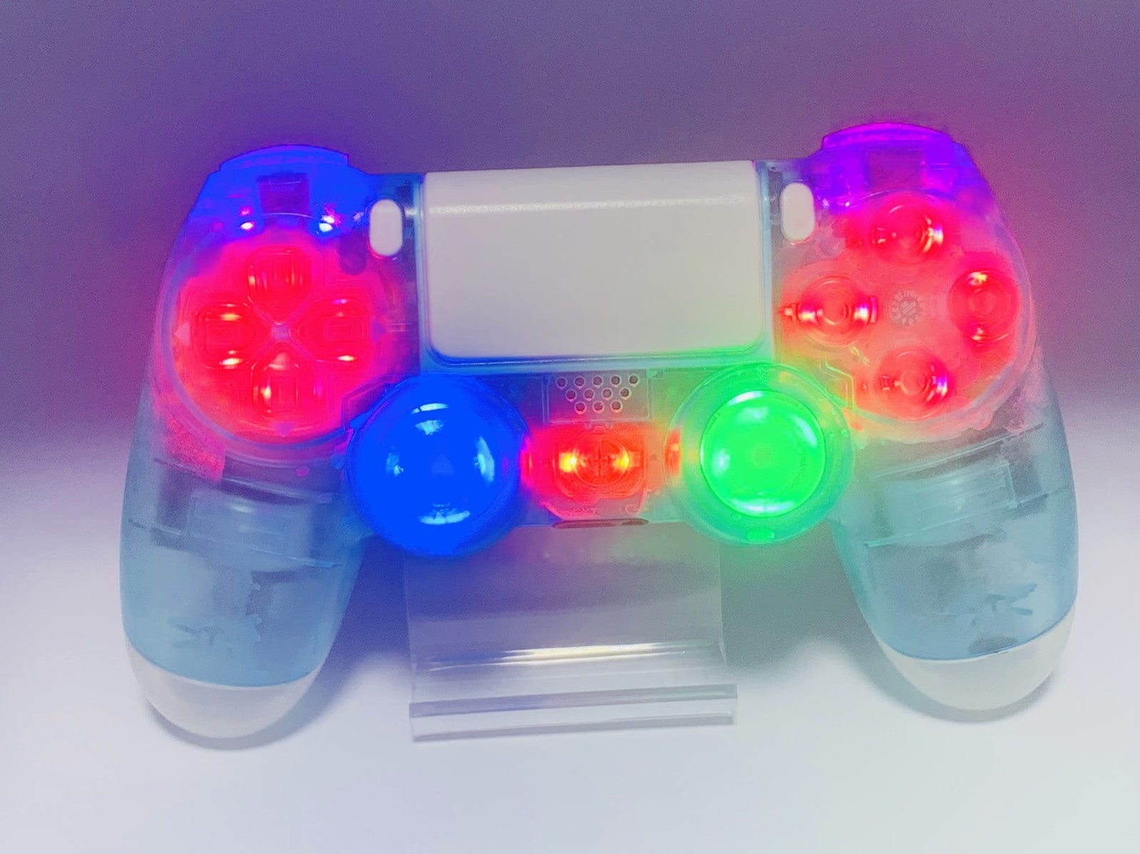 Custom DualShock 4 Clear Blue Wireless Controller Playstation 4 with color LEDs