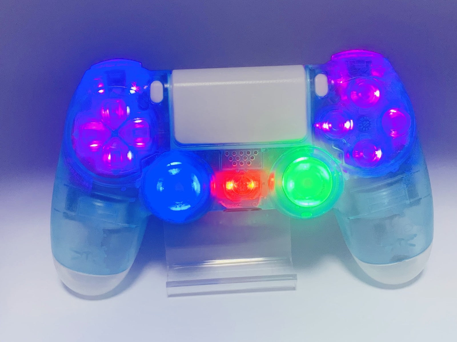 Custom DualShock 4 Clear Blue Wireless Controller Playstation 4 with color LEDs