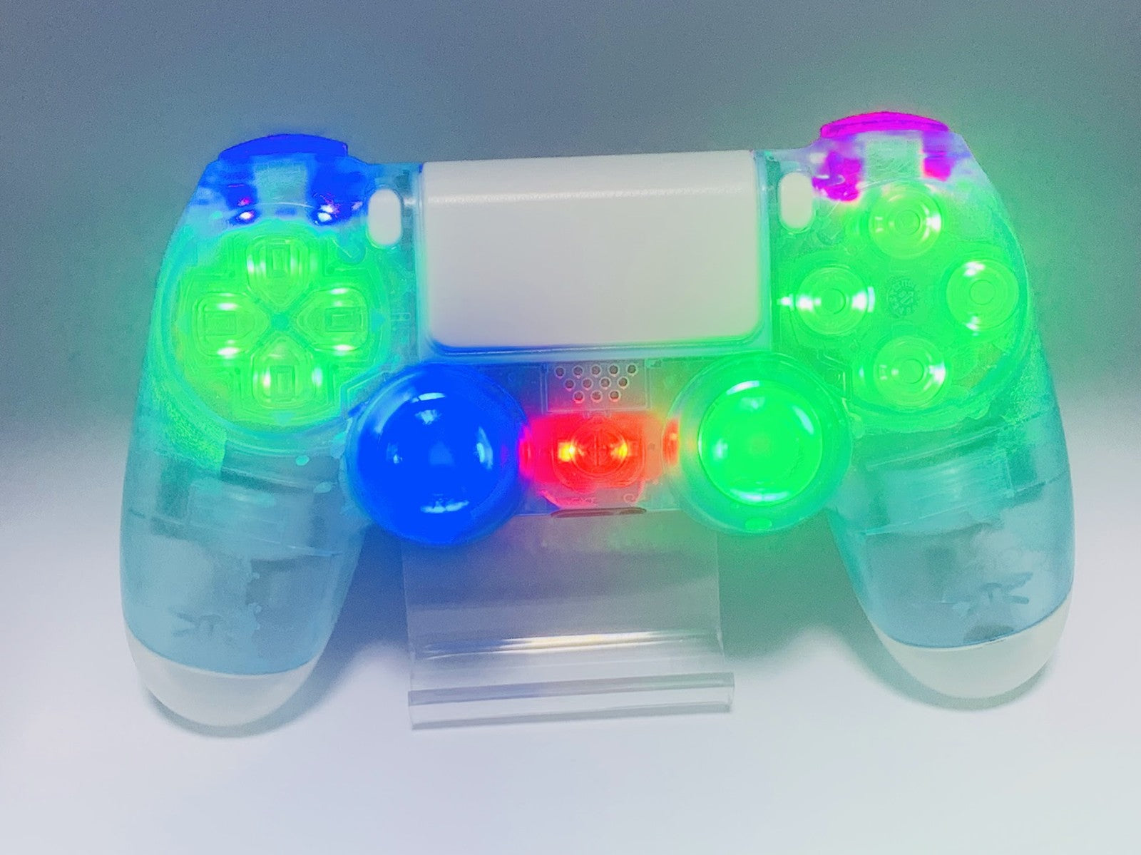 Custom DualShock 4 Clear Blue Wireless Controller Playstation 4 with color LEDs