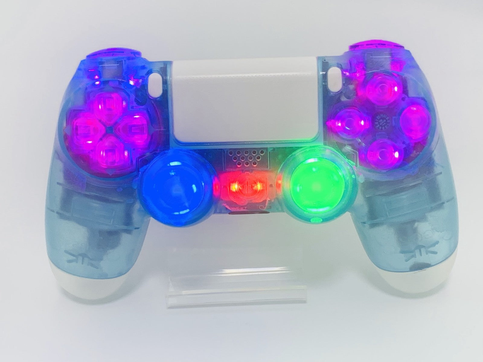 Custom DualShock 4 Clear Blue Wireless Controller Playstation 4 with color LEDs