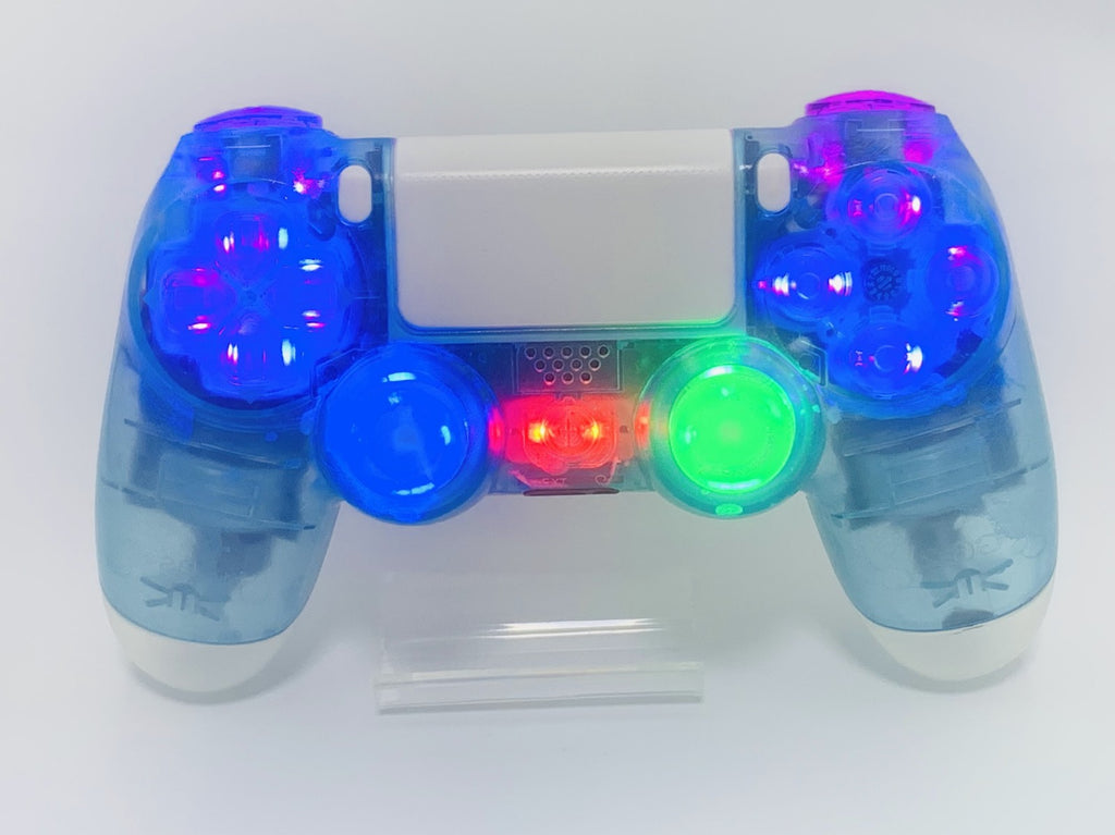 Custom DualShock 4 Clear Blue Wireless Controller Playstation 4 with color LEDs