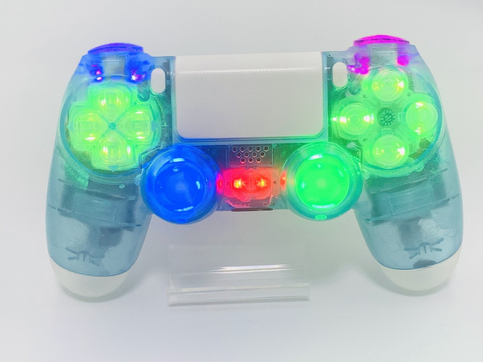 Custom DualShock 4 Clear Blue Wireless Controller Playstation 4 with color LEDs