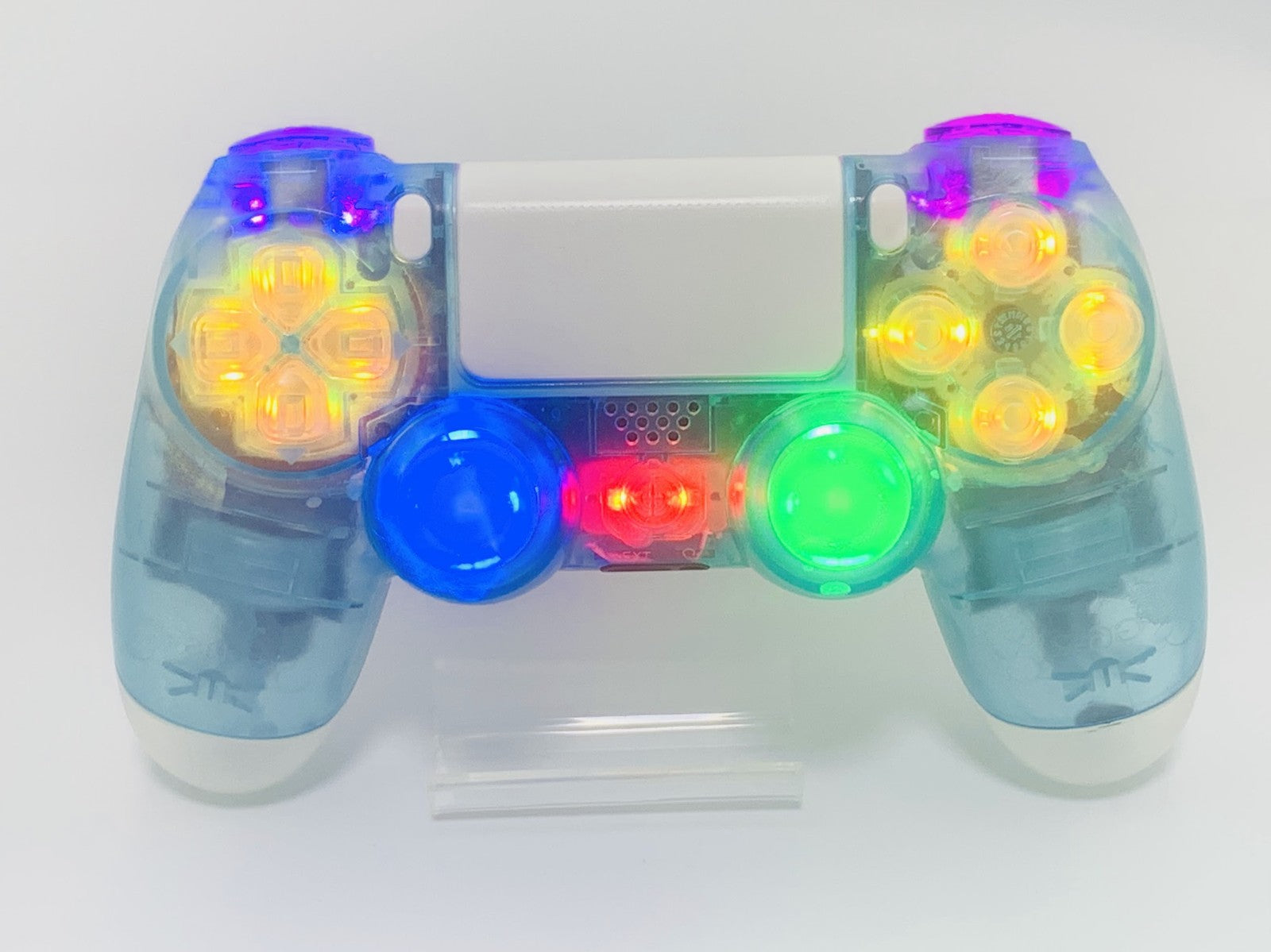 Custom DualShock 4 Clear Blue Wireless Controller Playstation 4 with color LEDs