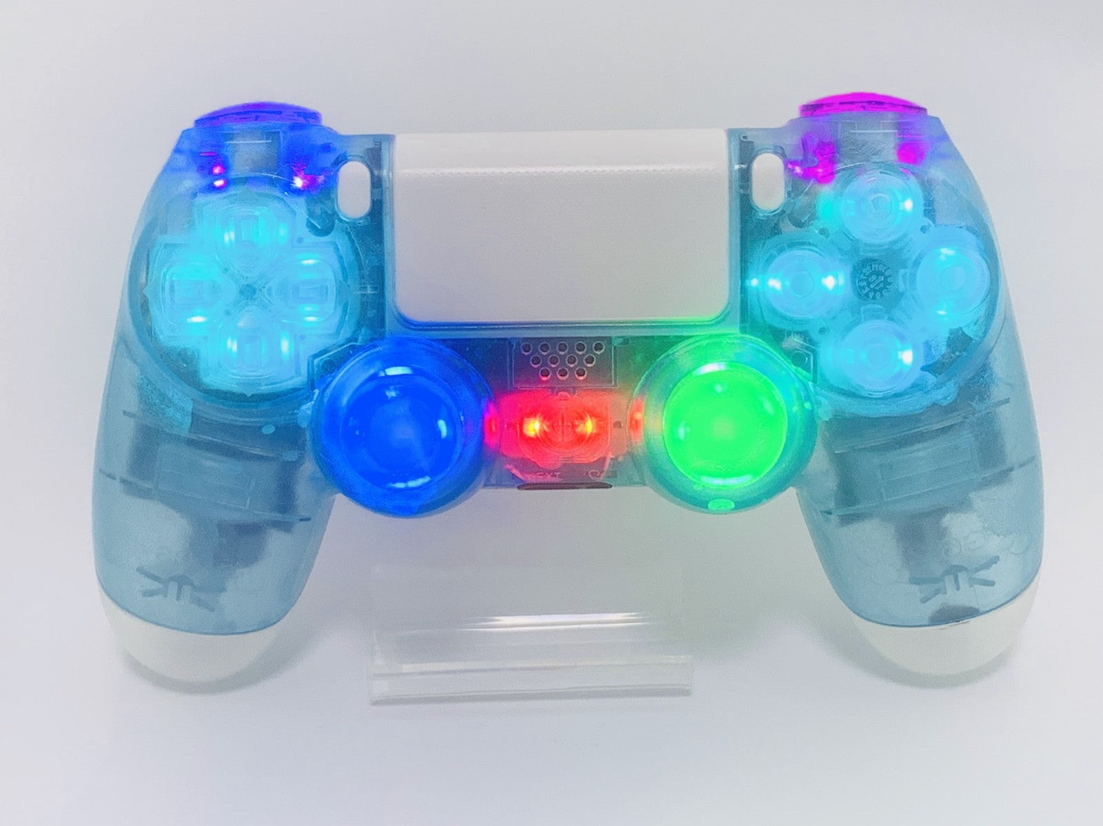 Custom DualShock 4 Clear Blue Wireless Controller Playstation 4 with color LEDs