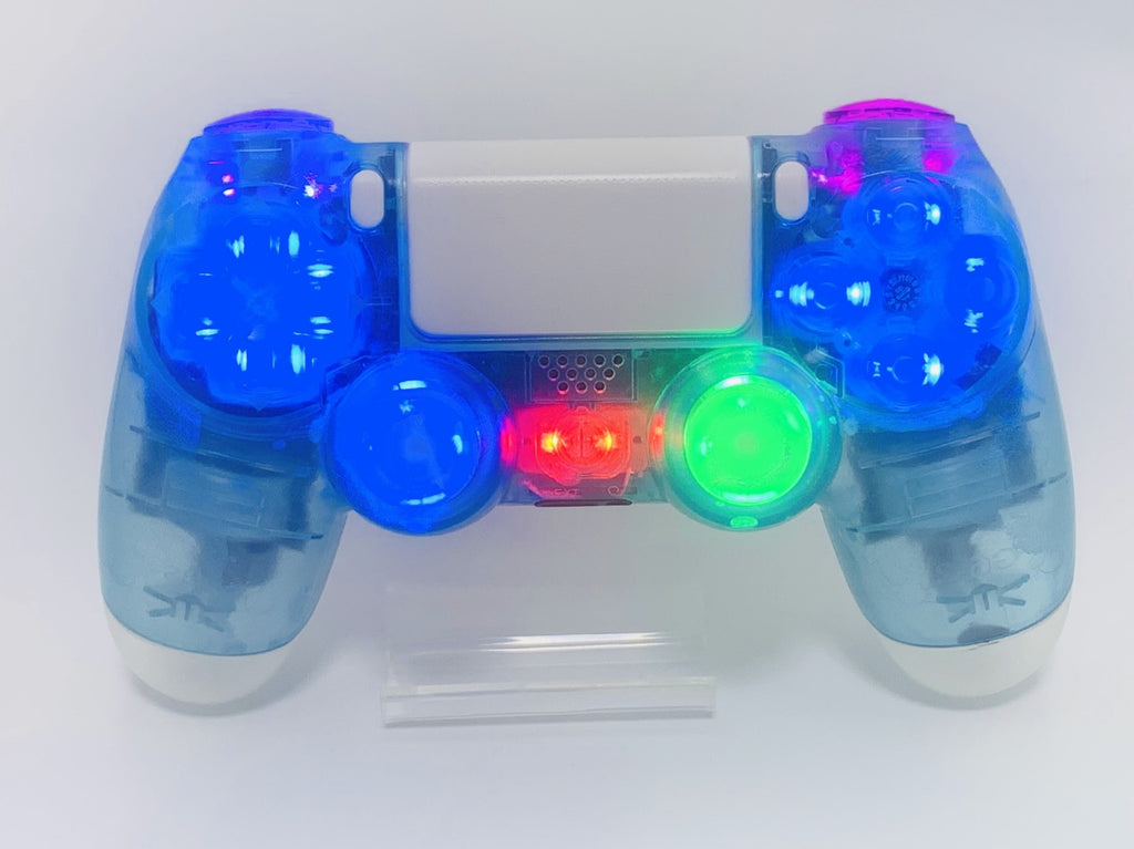 Custom DualShock 4 Clear Blue Wireless Controller Playstation 4 with color LEDs