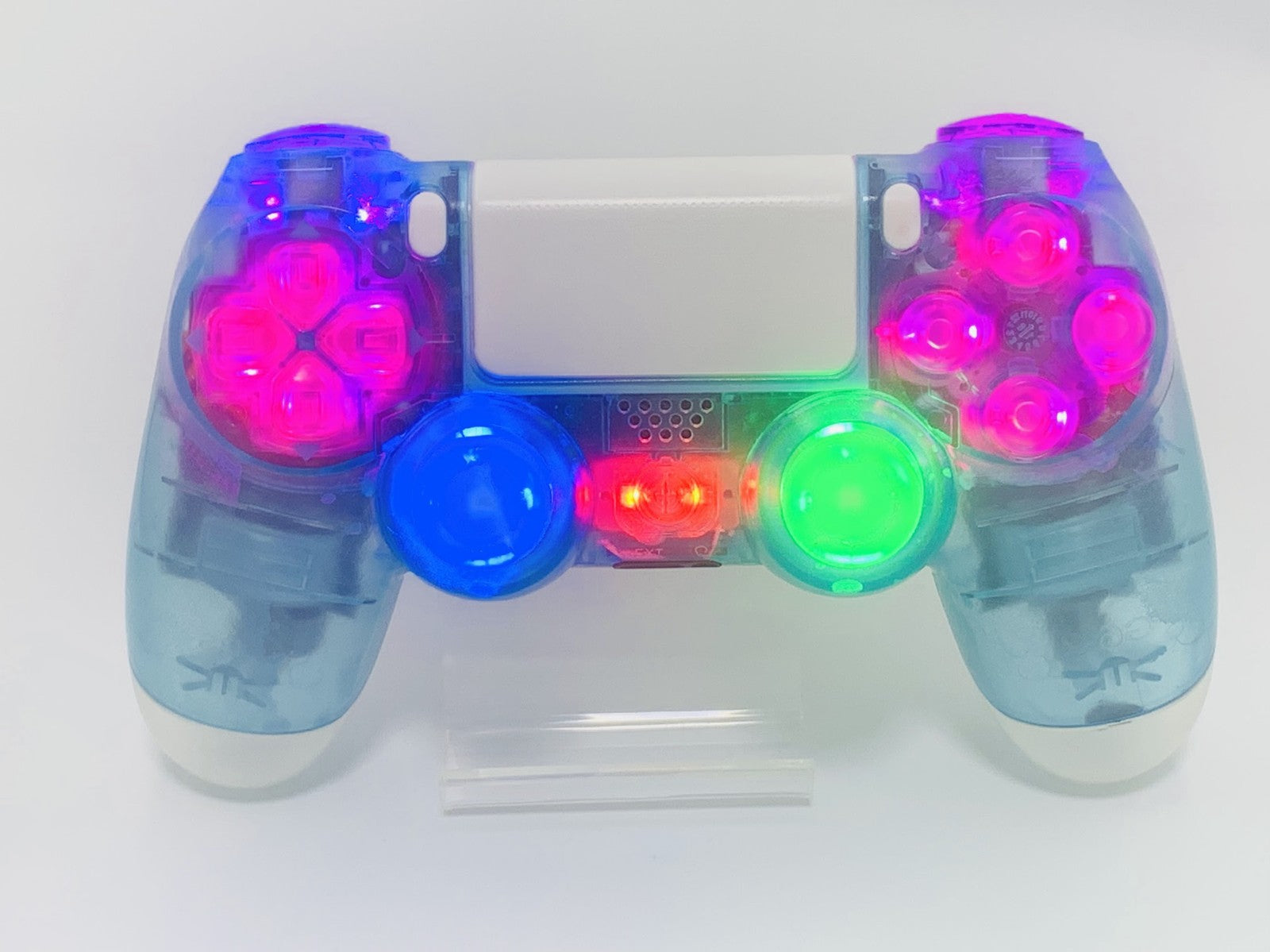 Custom DualShock 4 Clear Blue Wireless Controller Playstation 4 with color LEDs