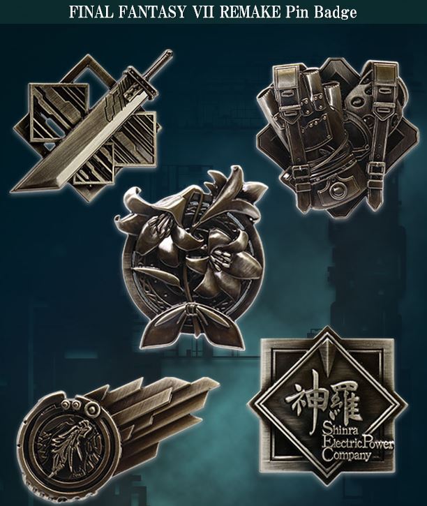 Final Fantasy VII Remake pin badge Set of 5 or choice Cloud Buster Sword Shinra