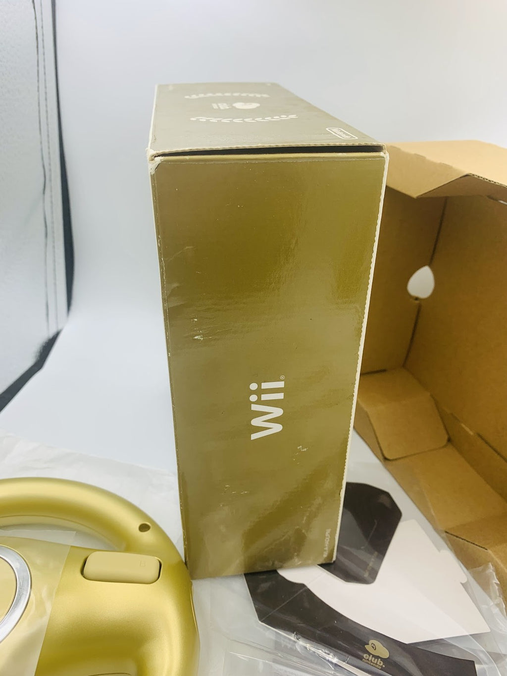 Wii Gold Wheel Club Nintendo exclusive Golden Handle in box reward prize unused