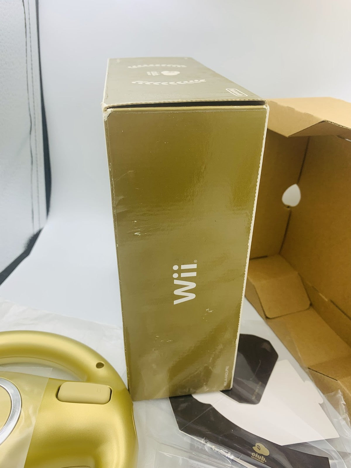 Wii Gold Wheel Club Nintendo exclusive Golden Handle in box reward prize unused